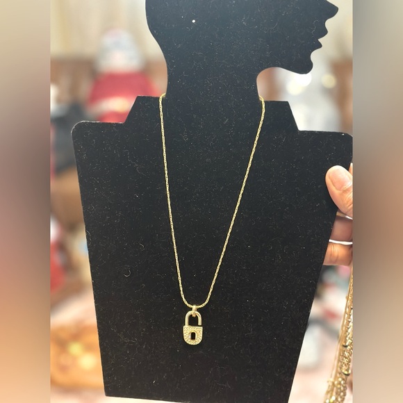 Authentic Christian Dior padlock motif Necklace metal - Picture 1 of 3